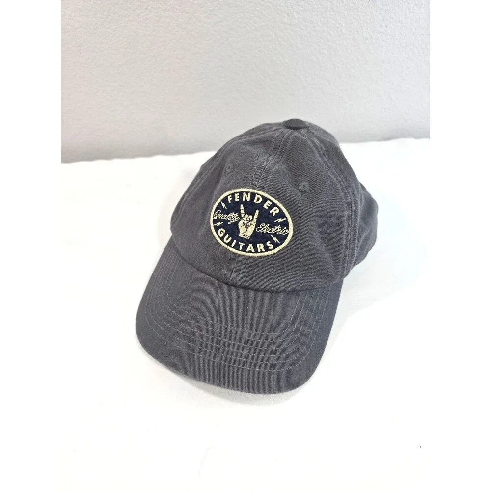 Lucky Brand Hat Gray Fender Guitars Embroidered Baseball Cap Mens One Size